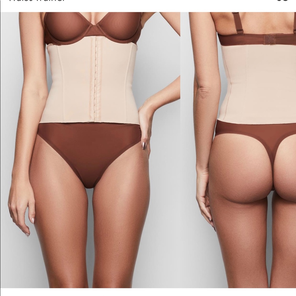 SKIMS Waist Trainer Corset Large Nude Clay WORN ONCE Like New + Black Zipper Bag